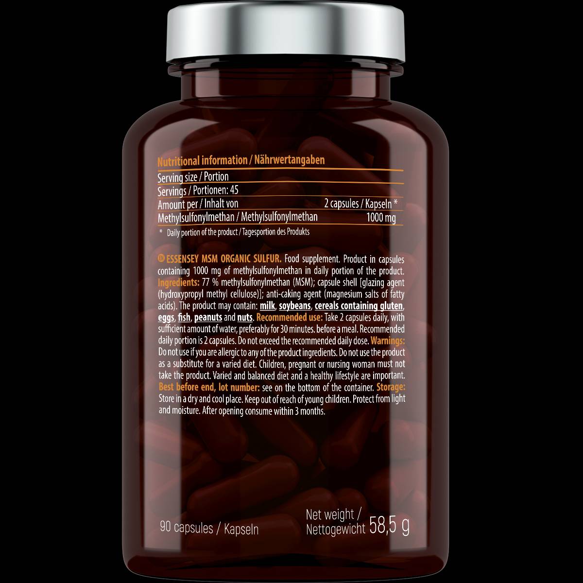MSM Organic Sulfur 500 mg - 90 capsules