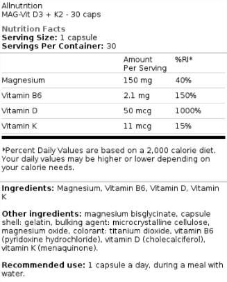 Mag-Vit D3 + K2 30 capsules