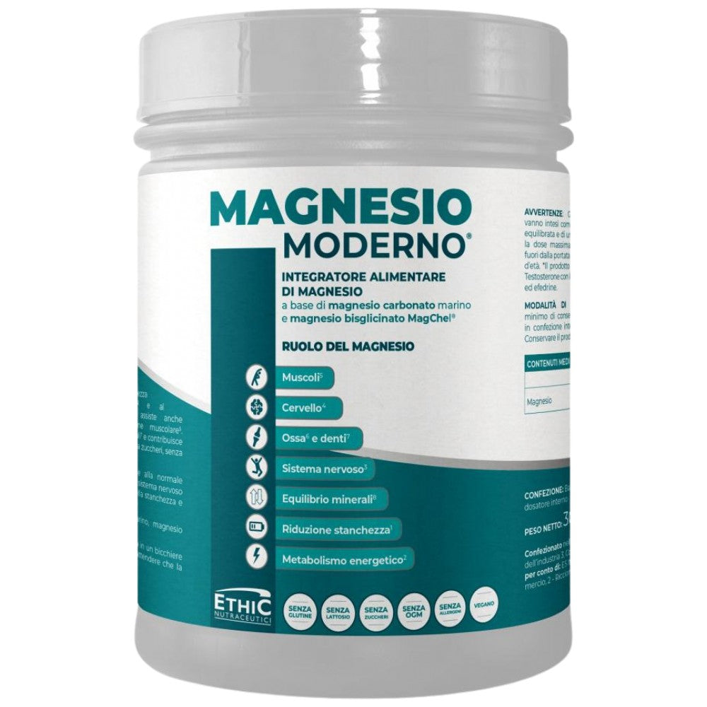 Magnesio Moderno | con carbonato marino de magnesio y bisglicinado de magnesio - 300 gramos