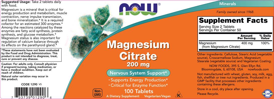Magnesium Citrate 200 mg - 100 Tablets