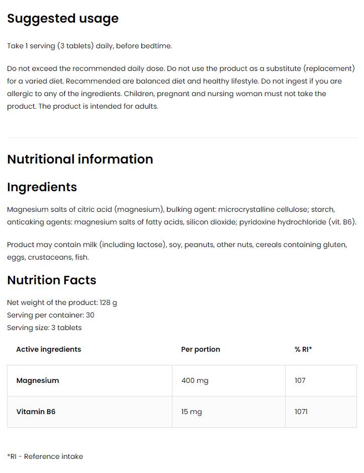 Citrát hořčíku 400 mg + B6 90 tablet
