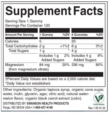 Gomitas de citrato de magnesio - sandía con sabor a 84 mg/120 gommies