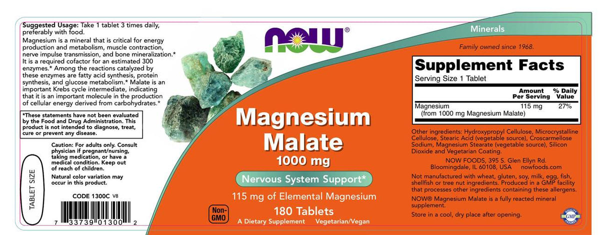 Magnesium Malate 1000 mg - 180 Tablets