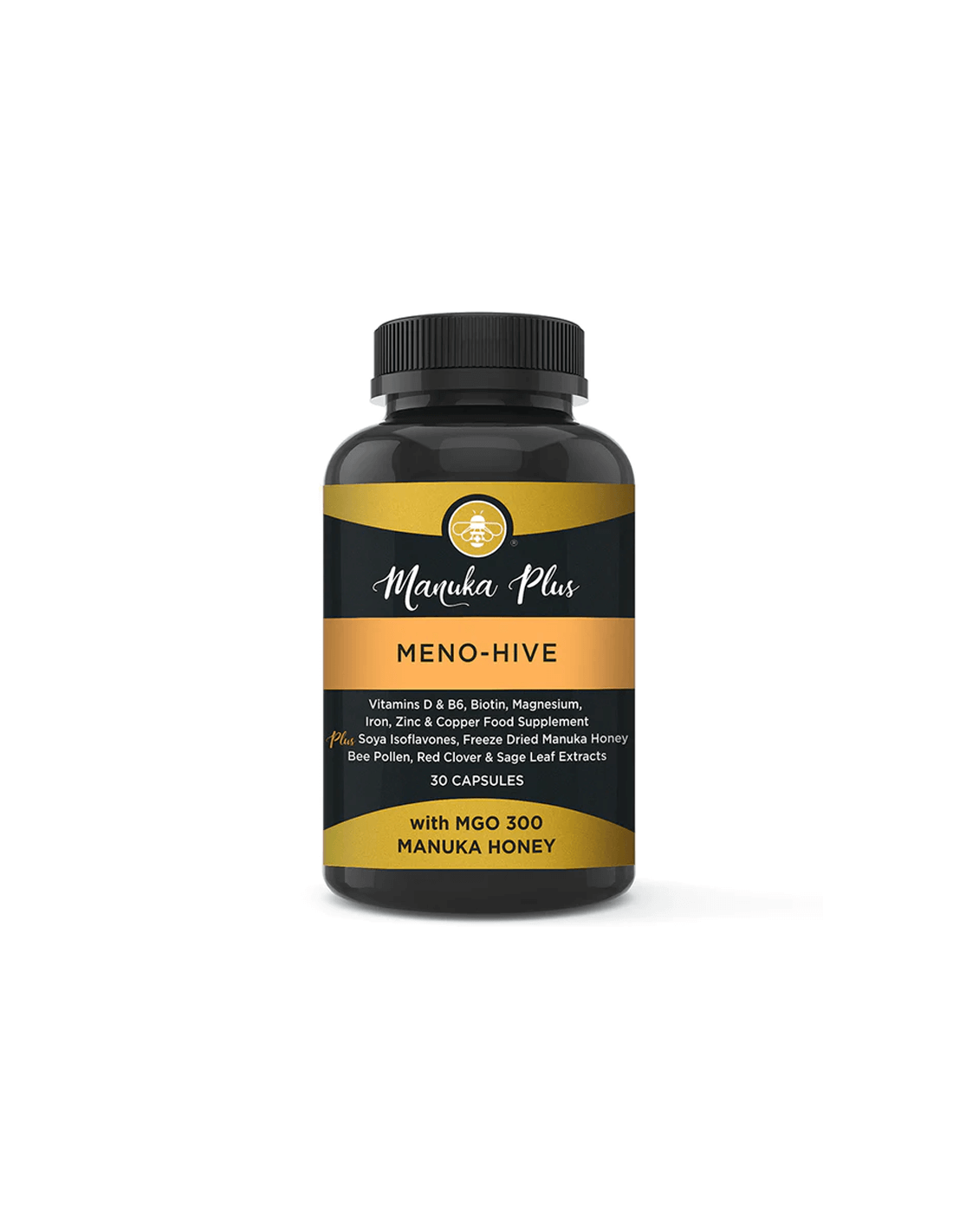 „Manuka Plus Meno -Hive“ su MGO 300 - „Manuka Honey“ - Menopauzės formulė su „Manuka Mgo 300“, 30 kapsulių