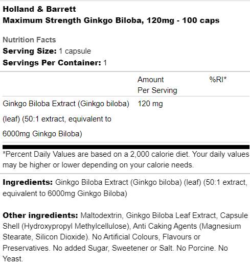 Maximale sterkte ginkgo biloba 120 mg - 100 capsules