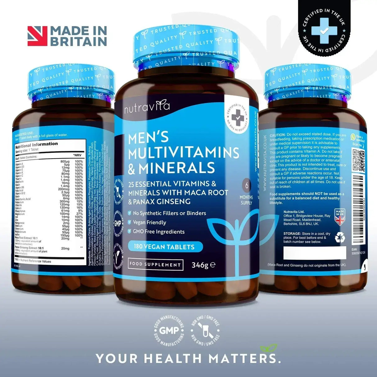 Men's Multivitamins and Minerals 180 Vegan Tablets