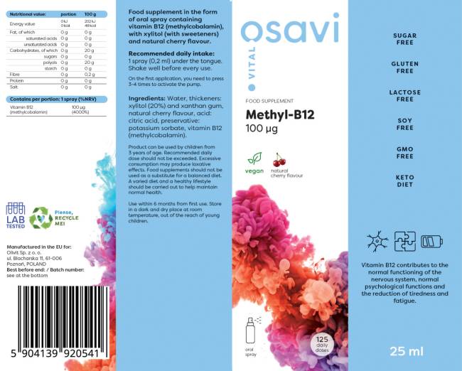 Metil B -12 burnos purškiklis/100 mcg vienam purškikliui - 25 ml