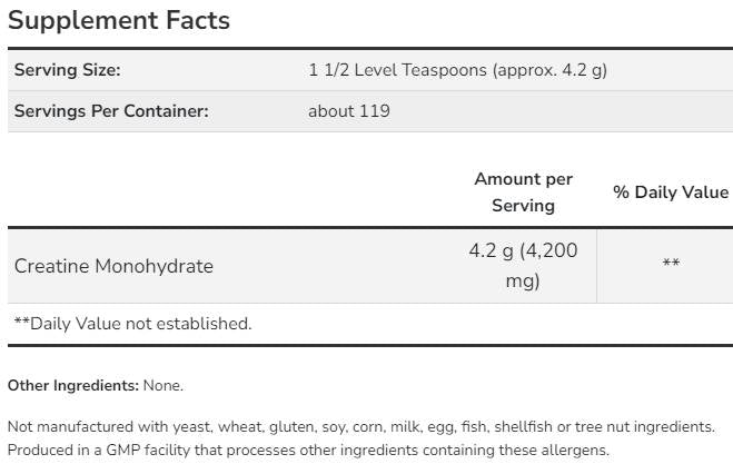 Monohidrato de creatina micronizada - 500 gramos