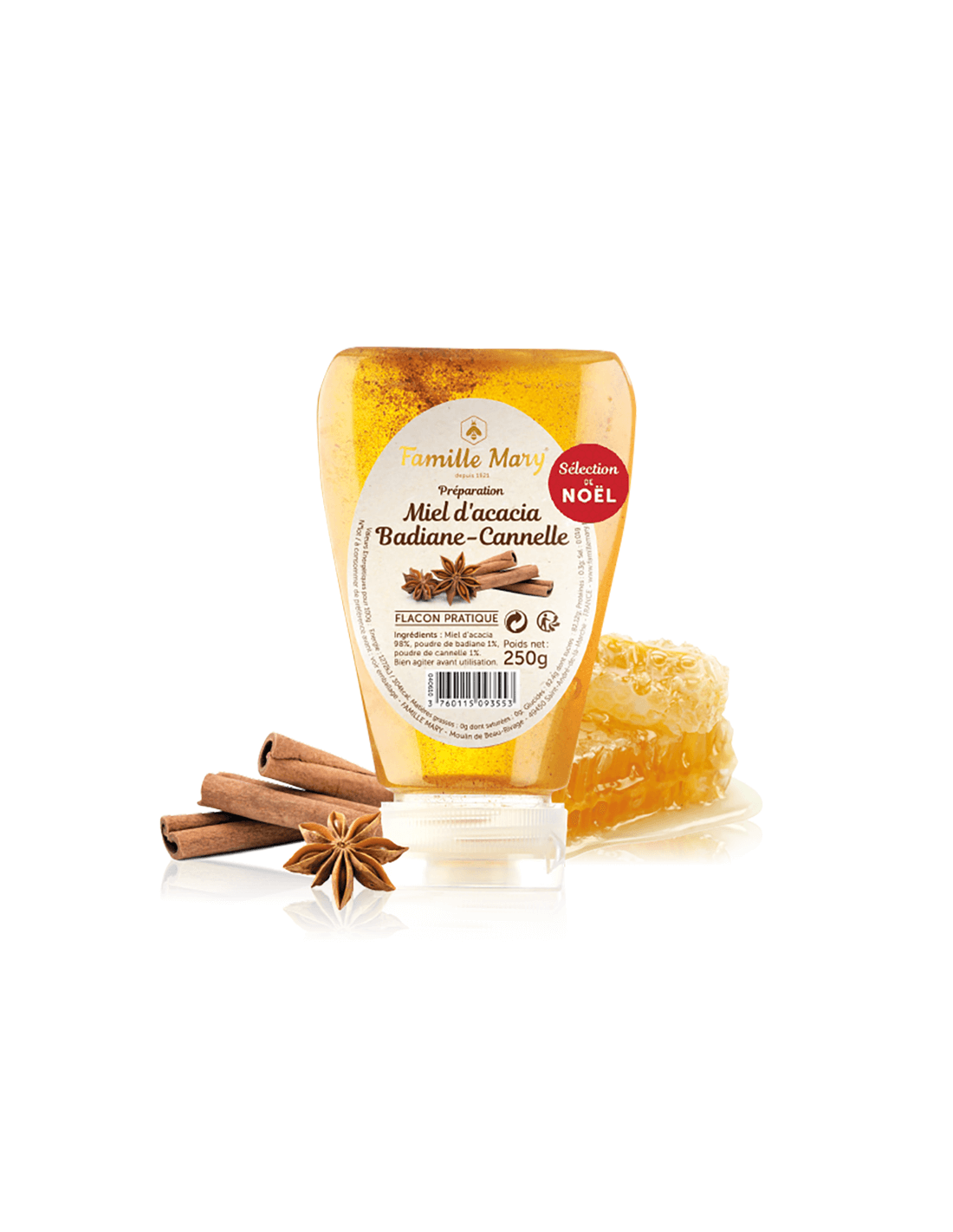 Acacia honey with star anise and cinnamon - Miel d'acacia Badiane – Cannelle, 250 g