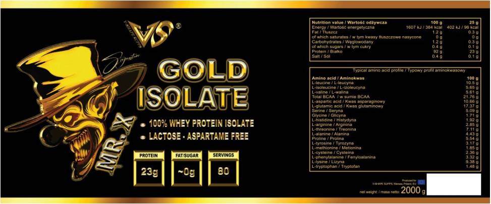 Mr. X Gold Isolate | Whey Protein Isolate - 2000 grams