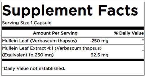 Mullien Leaf Extract 312.5 mg - 60 capsules
