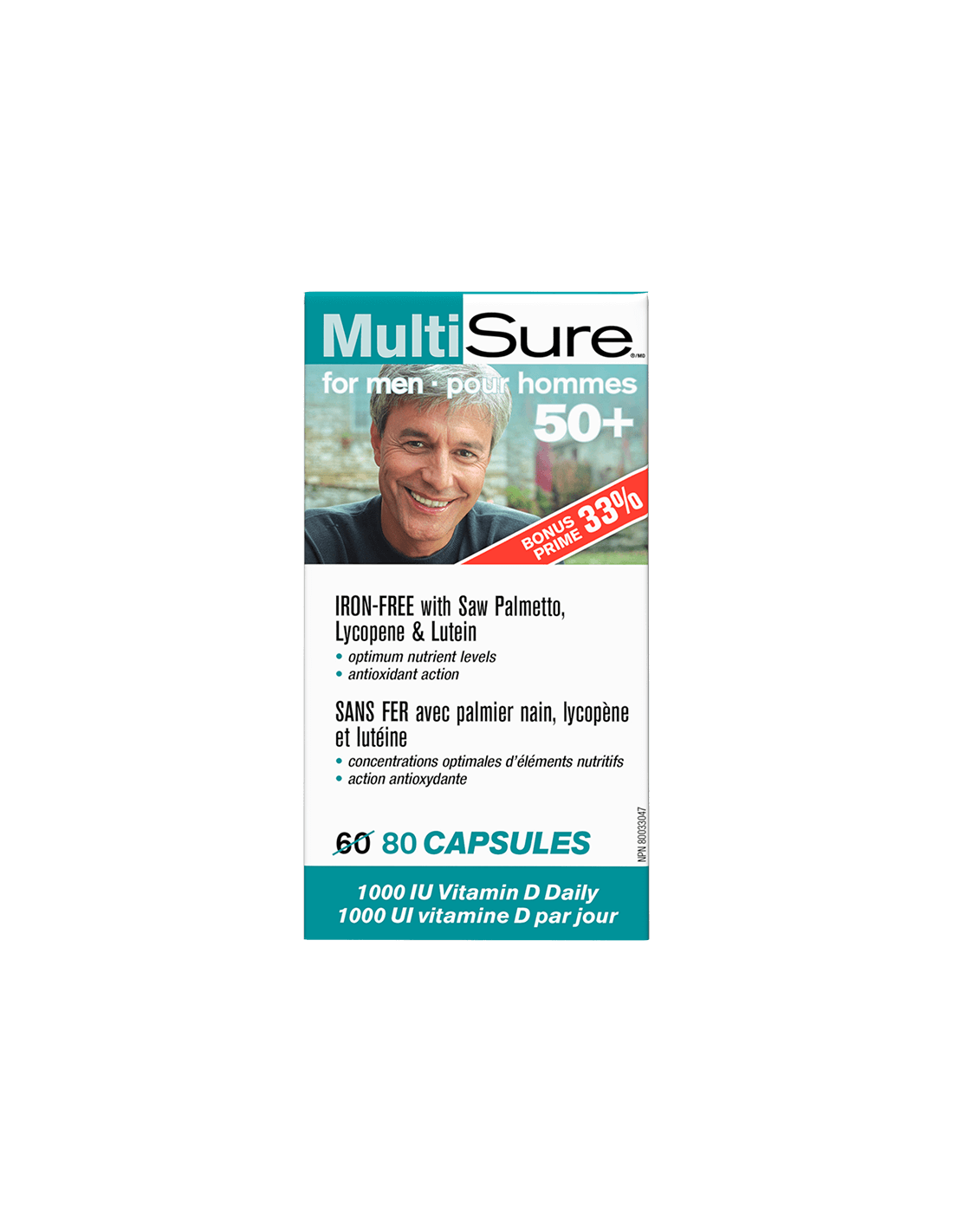 MultiSure® Men 50+ / Multivitamins for men 50+ (with lutein, lycopene and saw palmetto), 80 capsules