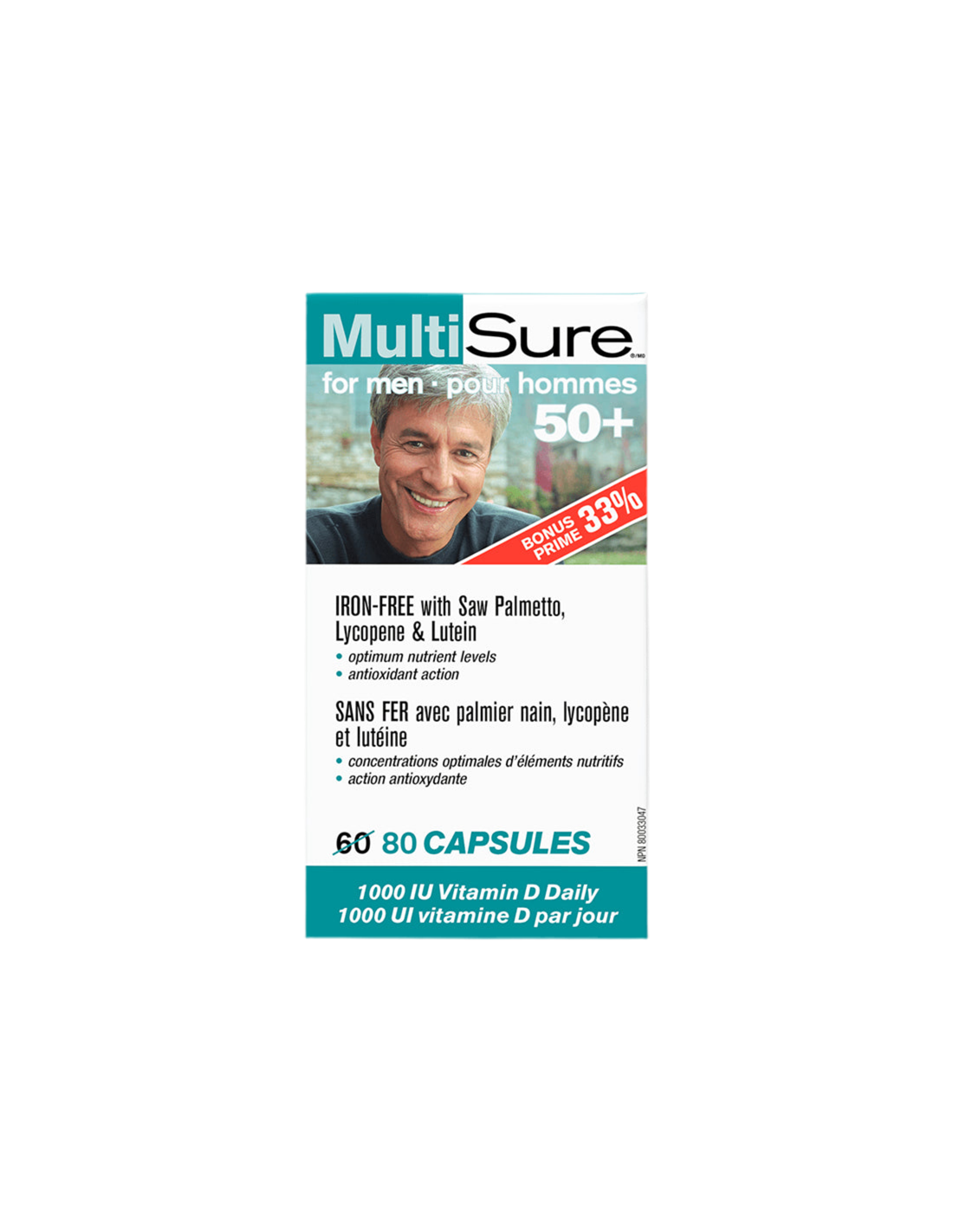 MultiSure® Men 50+ / Multivitamins for men 50+ (with lutein, lycopene and saw palmetto), 80 capsules