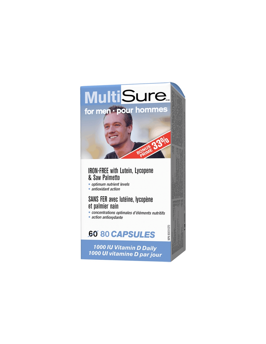 Multisure® Men / Multiwitamins for Men (z luteiną, likopenem i palmetto), 80 kapsułek