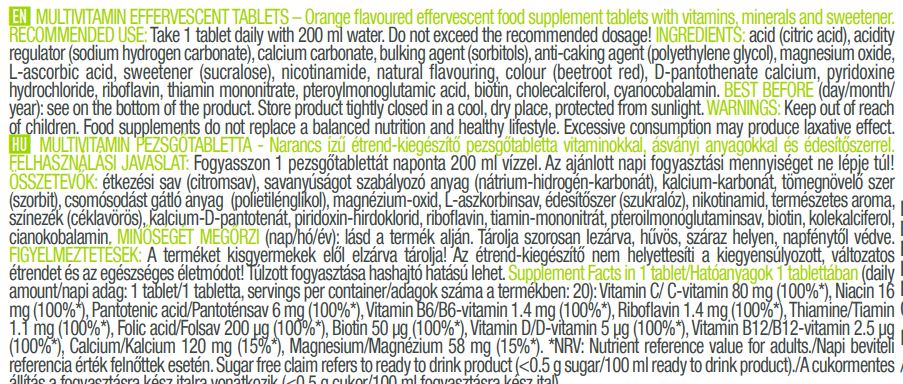 Multivitamin / 20 Efferent Tabs