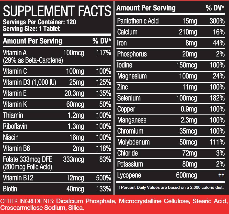 Multivitamin Tablets 120 Tablets