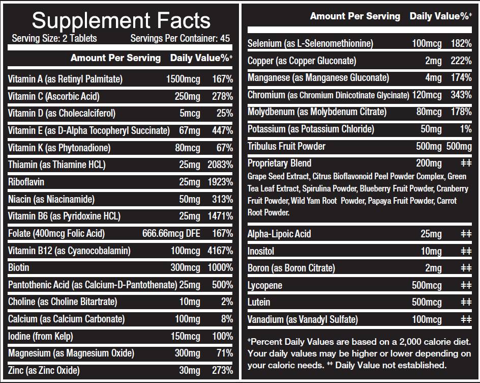 Multivitamin -tabletten 90 tabletten