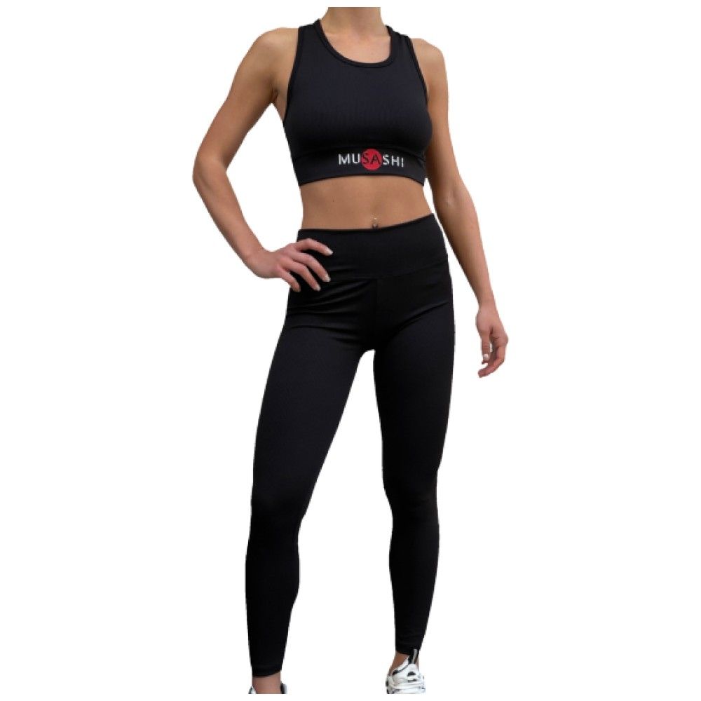 Leggings acanalados de mujeres - Negro