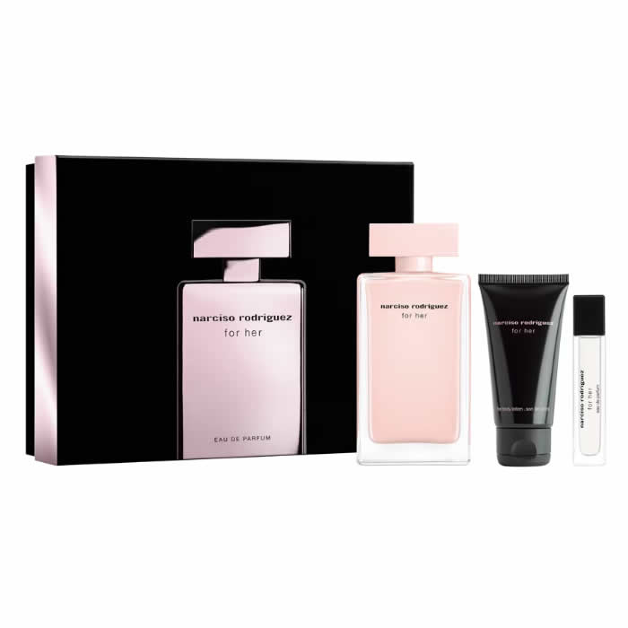 <tc>NARCISO RODRIGUEZ</tc> Para ella Eau de Parfum Spray 100 ml Set de 3 piezas