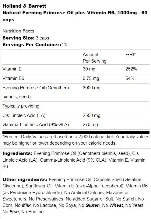 Přírodní večerní olej z PREMROSE 1000 mg | Plus vitamín B6 - 60 tobolek