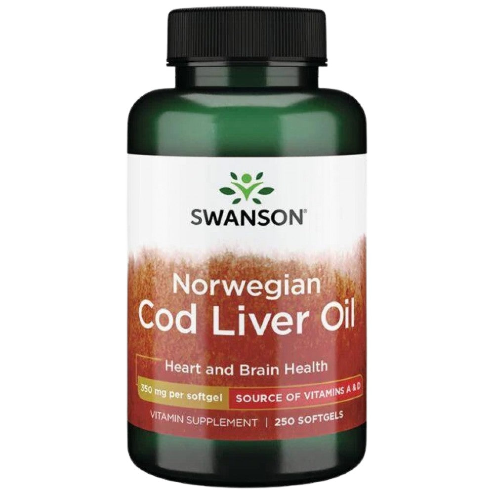 Norwegian Cod Liver Oil 350 mg 250 Gel capsules