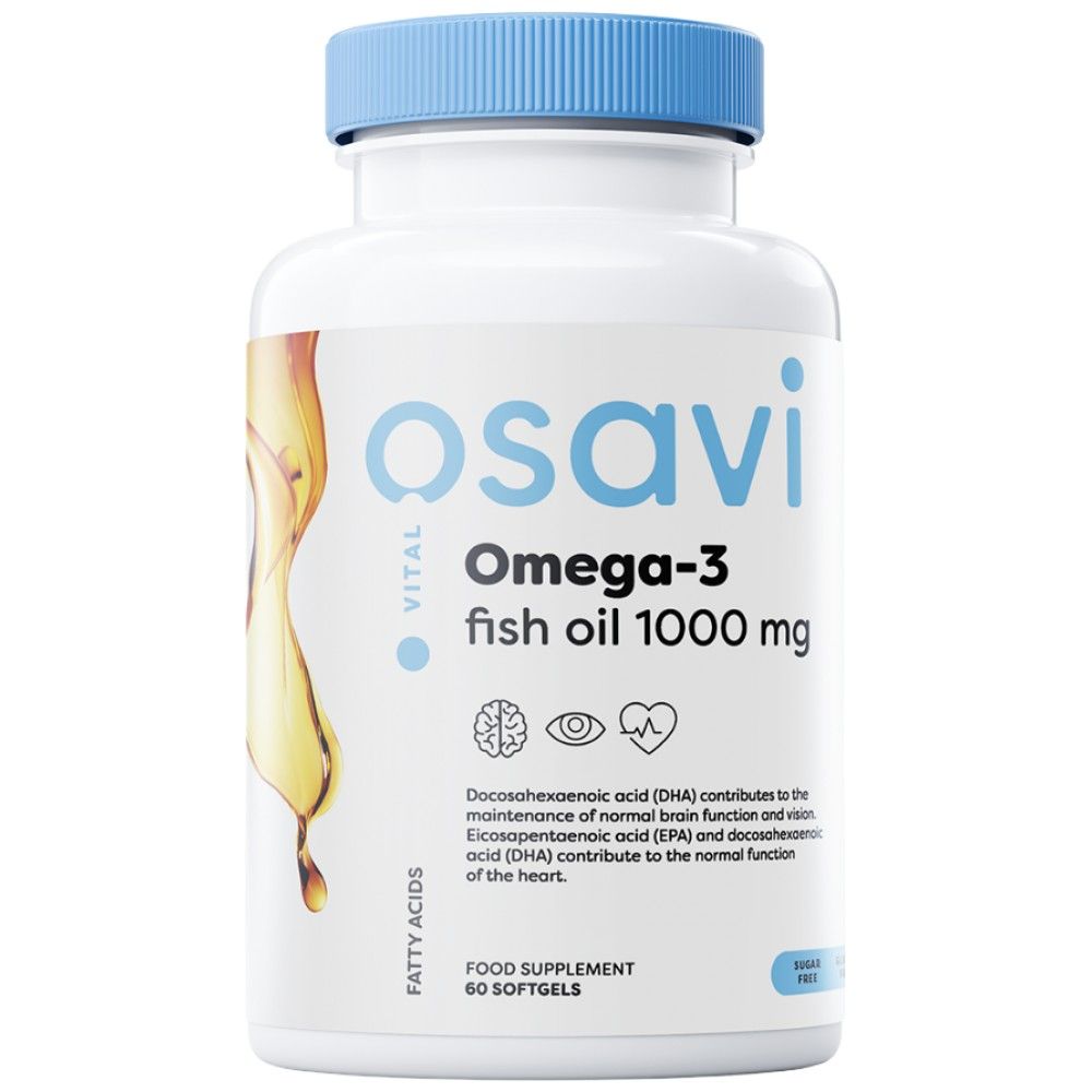 Omega 3 olej rybny 1000 mg / smak cytryny - 60 żelowych kapsułek