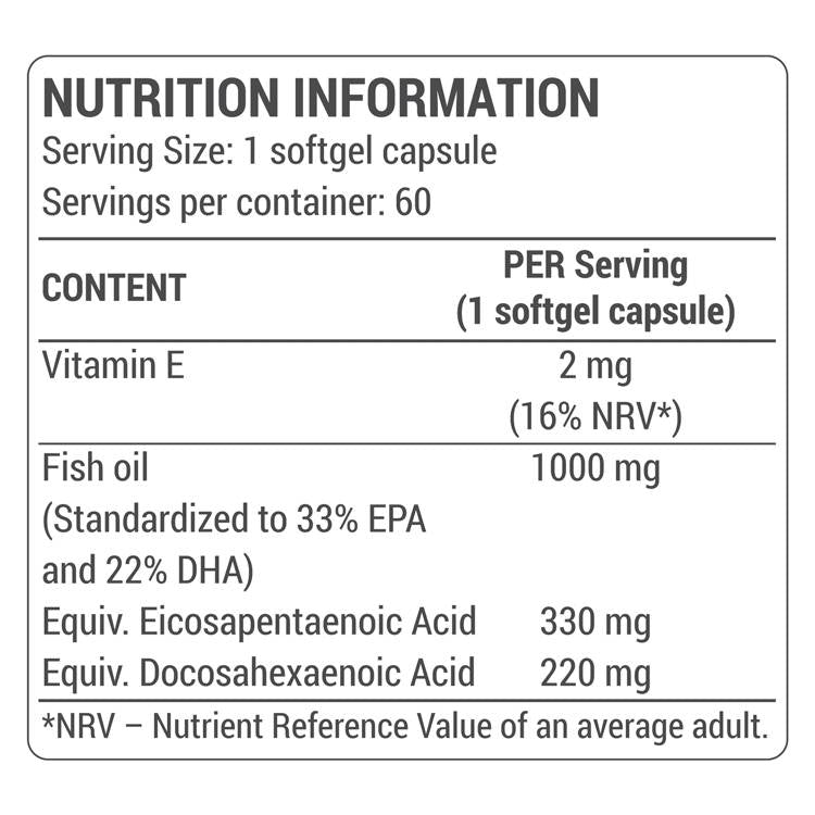 Omega-3 Fish Oil / Highly Concentrated - 60 Gel capsules