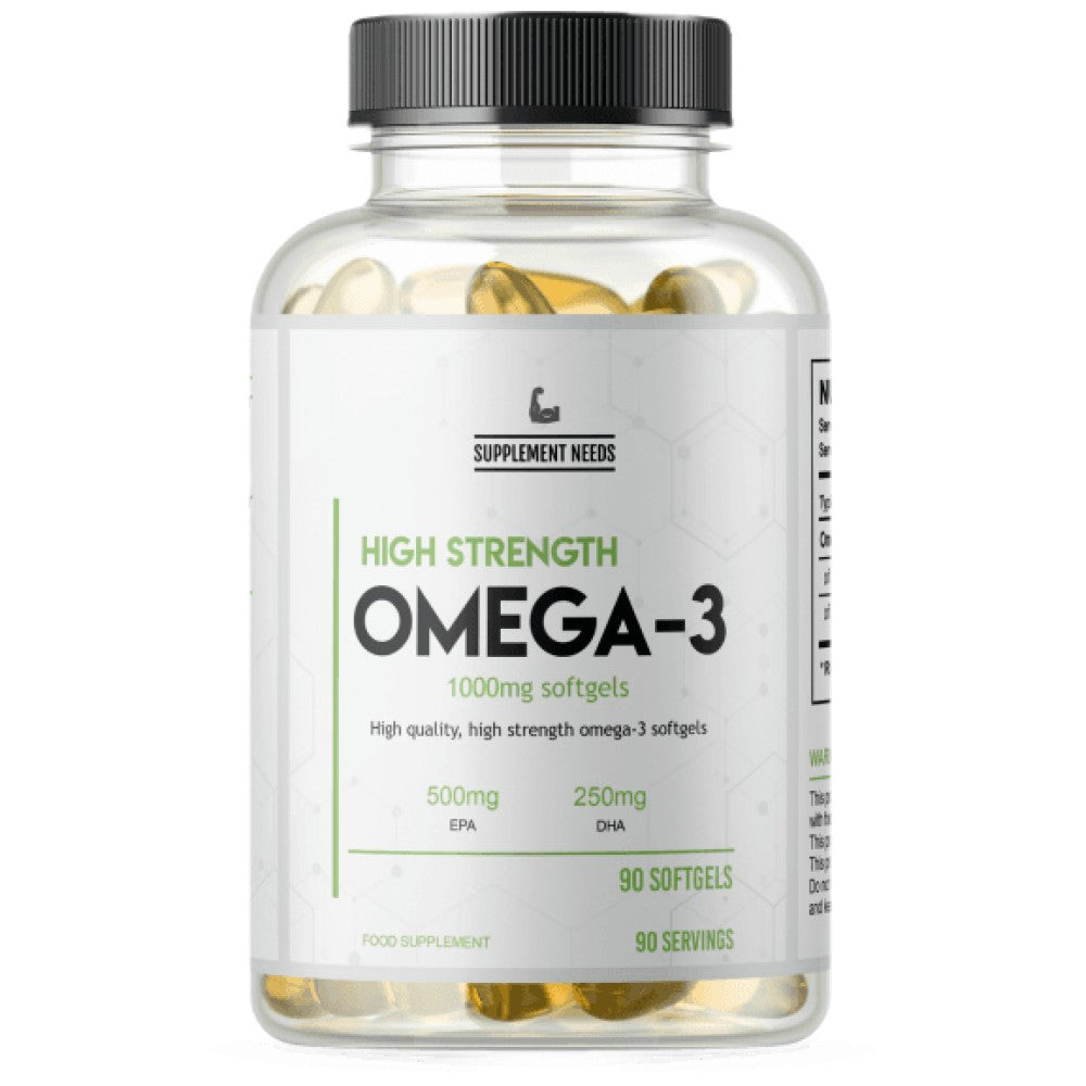 Omega 3 alta fuerza | 500 mg EPA y 250 mg de cápsulas de gel DHA 90
