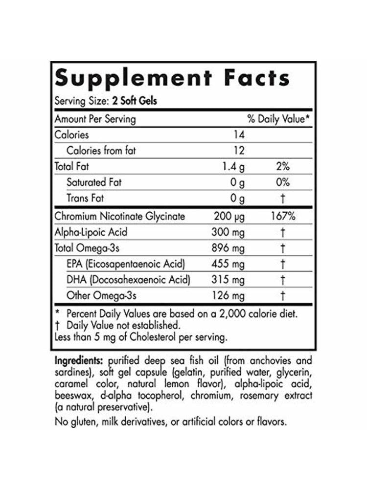 Omega Blood Sugar 896 mg - 60 cápsulas de gel