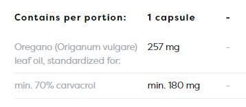 Oregano Oil 257 mg | 70% carvacrol - 120 capsules