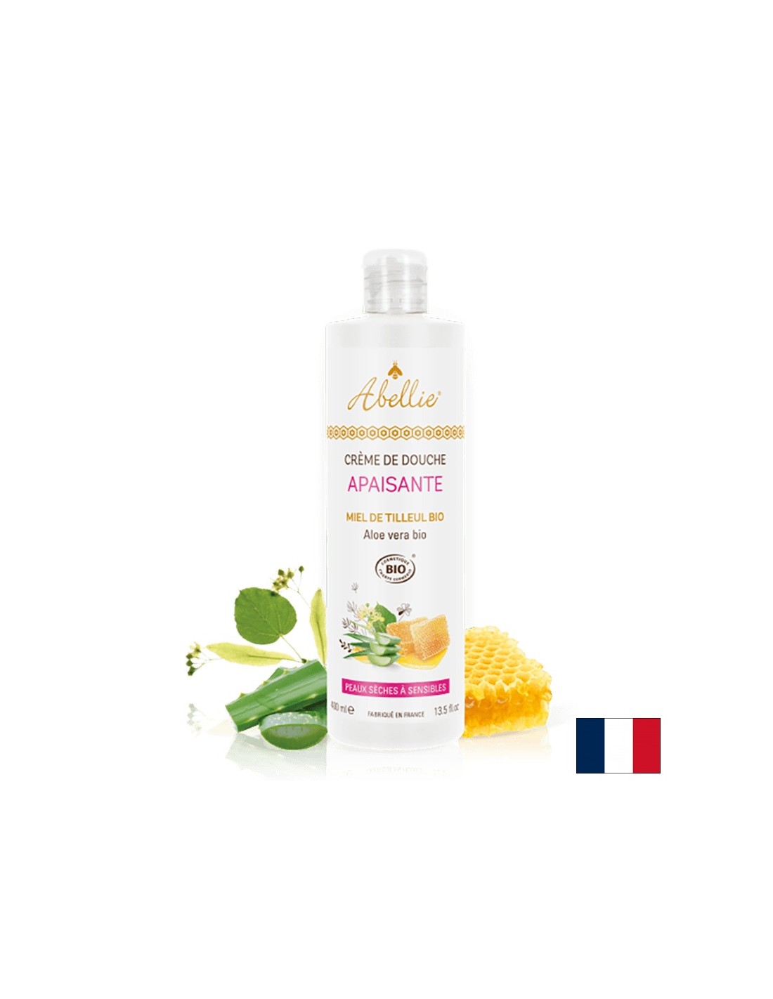 Soothing shower body cream with honey and aloe vera Organic, 400 ml