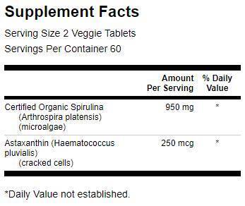 Organic Spirulina & Astaxanthin - 120 Tablets