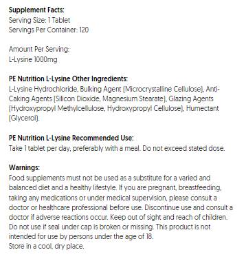PE výživa | L -lysine 1000 mg - 120 tablet