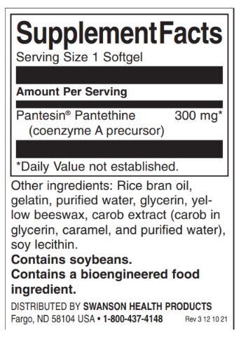 Pantetina de pantesína 300 mg - 60 cápsulas de gel