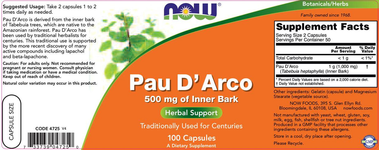 Pau d'Arco 500 mg - 100 kapsulių