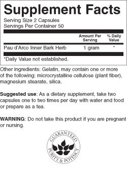 Pau D'Arco 500 mg - 100 capsules