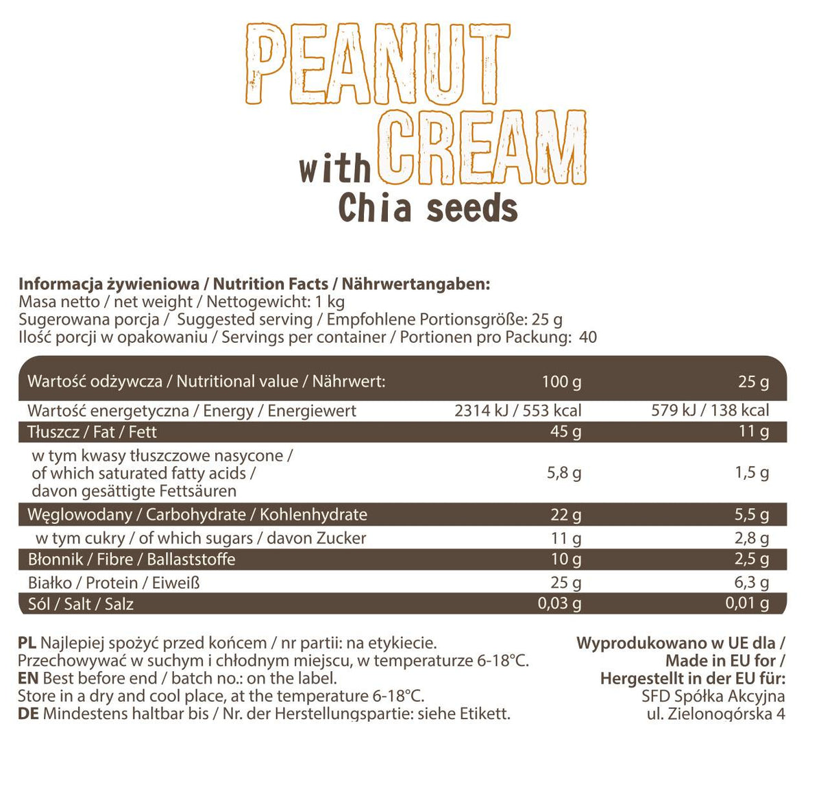 Peanut Cream with Chia Seeds 1000 grams