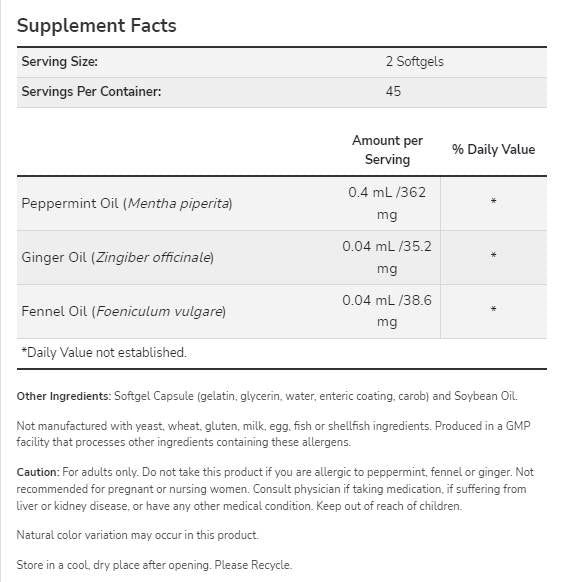 Peppermint Gels - 90 Gel capsules