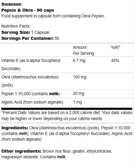 Pepsin & Okra - 90 capsules