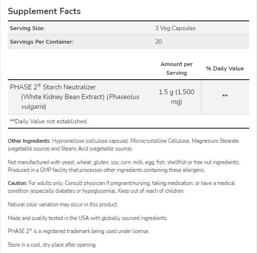 2 etapas | | Baltųjų inkstų pupelių ekstraktas 500 mg - 120 kapsulių