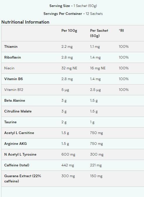 Pre-Workout Gel - 12 x 50 grams