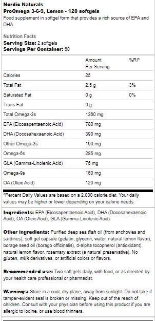 ProOmega 3-6-9 1360 mg - 120 Softgels