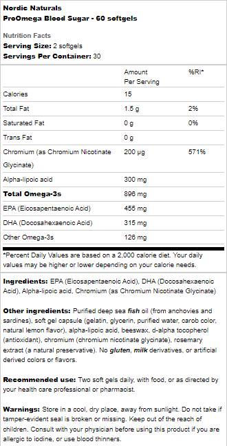 ProOmega Blood Sugar - 60 Softgels