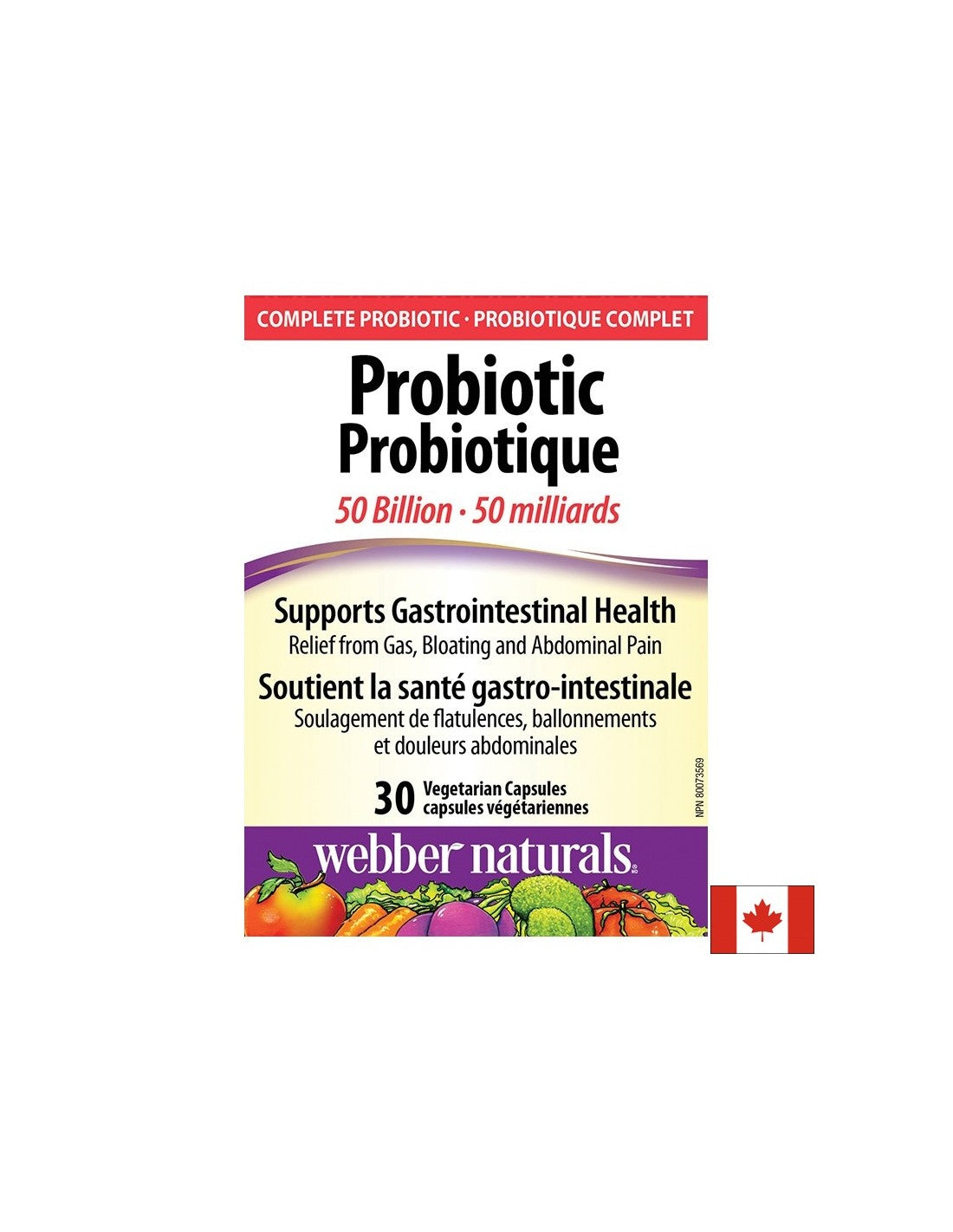 Probiotic 50 Billion - Probiotic 50 billion active probiotics, 10 strains, 30 capsules Webber Naturals