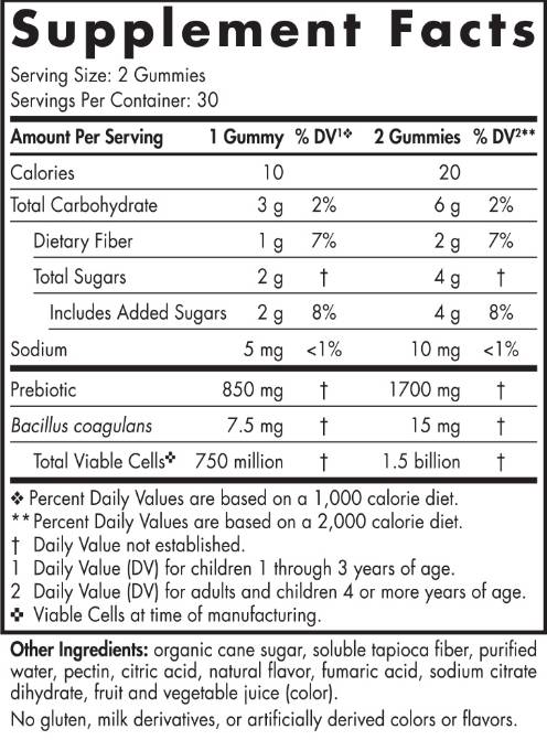 Probiotic Gummies Kids | 1.5 Billion Active Cells - 60 gummies