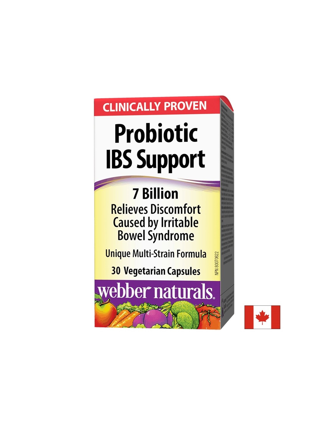 Probiotic IBS Support/ Probiotic IBS 4 strains, 7 billion active probiotics x 30 capsules Webber Naturals