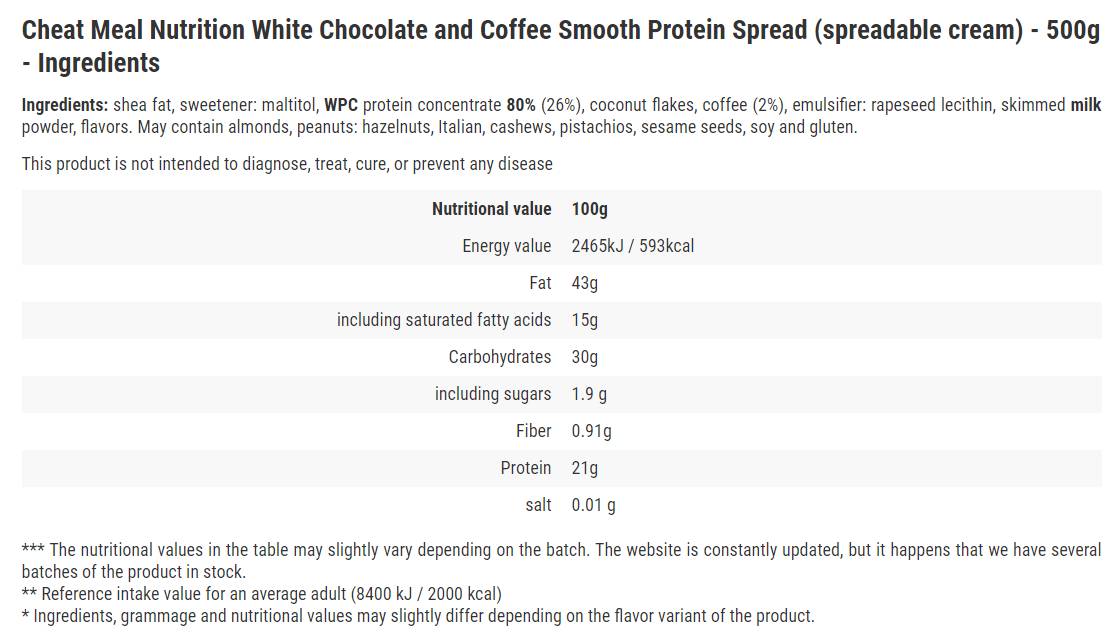 Protein Spread / White Chocolate and Coffee - 500 grams