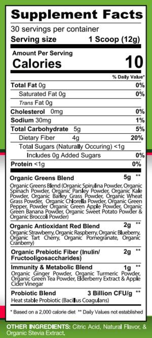Osvědčené zelené a červené / vysoké živiny superfood prášku 360 gramů