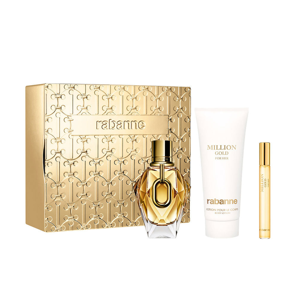 Nastavte milion zlata pro její eau de Parfum 90ml + tělový krém 100 ml + cestovní sprej 10 ml