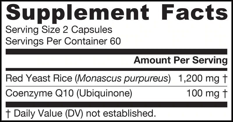 Red Yeast Rice 1200mg + CoQ10 100mg - Red Yeast Rice + Coenzyme Q10 120 caps